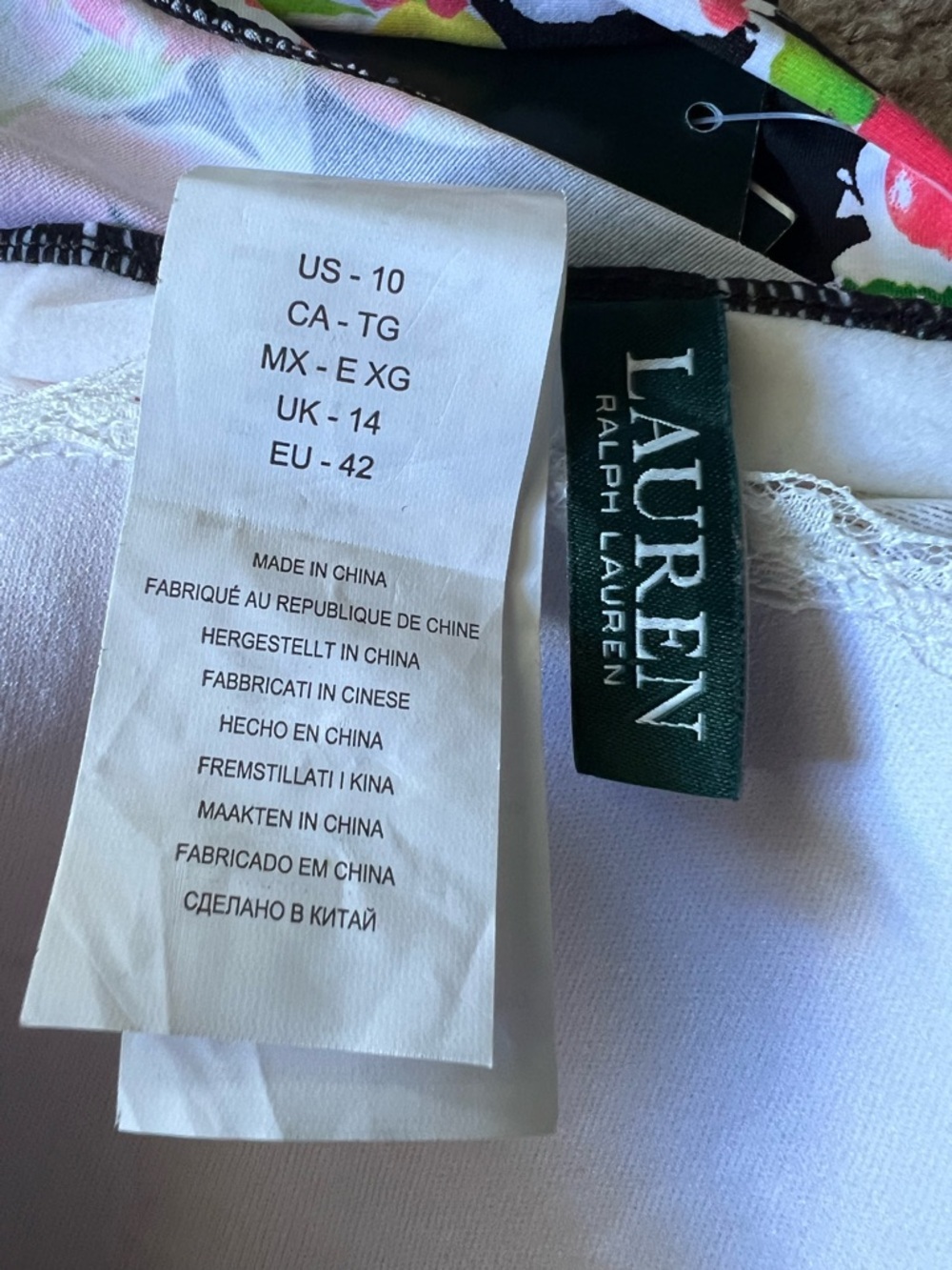 NWT Lauren Ralph Lauren Black Floral Halter Swim Top Sz 10 - Picture 5 of 6